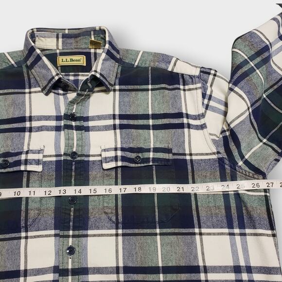 LL Bean Mens Chamois Green Plaid Flannel Button Up Shirt Sz XLT Pockets Rugged - Picture 8 of 11